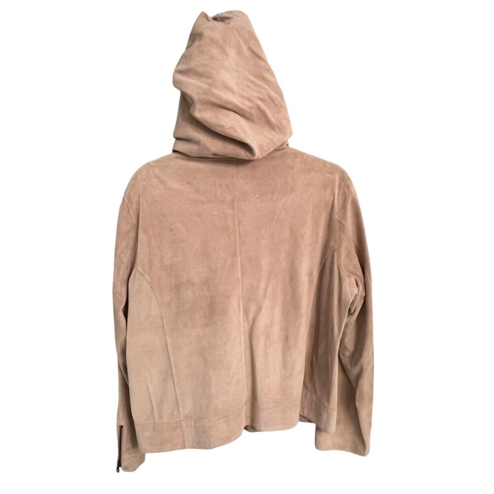The Territory Ahead Womens Beige Suede Hooded Jacket L With Full Zipper Closure - Picture 5 of 9